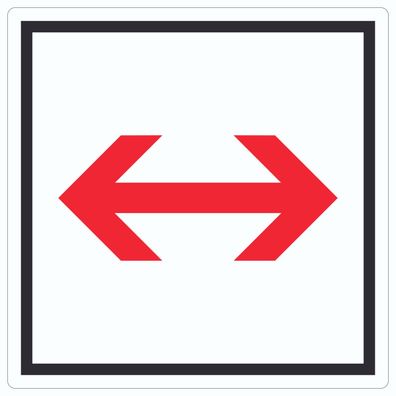 Richtungspfeil rechts links Aufkleber Quadrat rot weiss schwarz Pfeil