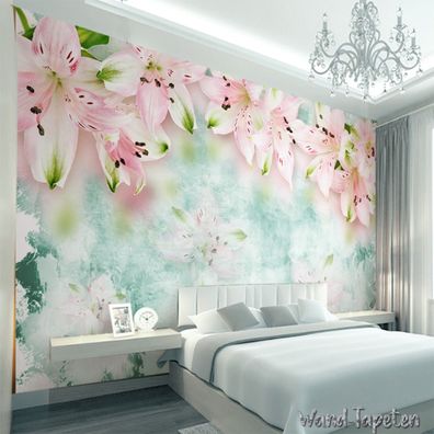 Vlies Fototapete Wandtapete Wandbilder 3D Frische Fantasie Lilie Aquarell 3134