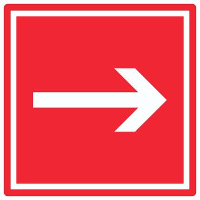Richtungspfeil rechts Aufkleber Quadrat weiss rot Pfeil