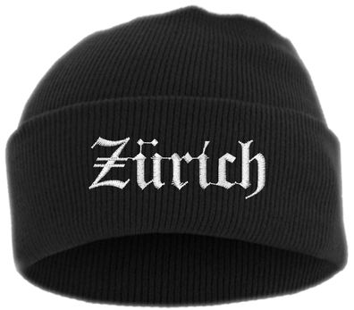 Zürich Umschlagmütze - Altdeutsch - Bestickt - Mütze mit breitem Umschla