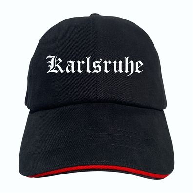 Karlsruhe Cappy - Altdeutsch bedruckt - Schirmmütze - Schwarz-Rotes Cap