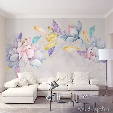 Vlies Fototapete Wandtapete Wandbilder Handgemalte Magnolien Aquarell 3156