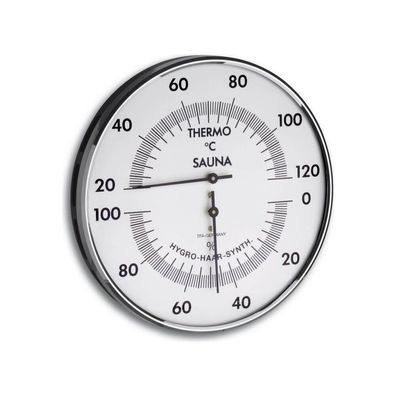 TFA - Analoges Sauna-Thermo-Hygrometer mit Metallring 40.1032 - silber/weiß