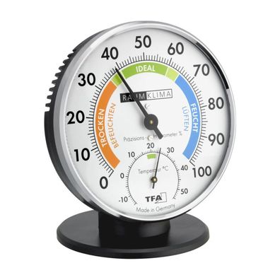 TFA - Analoges Thermo-Hygrometer mit Metallring 45.2033 - silber/schwarz