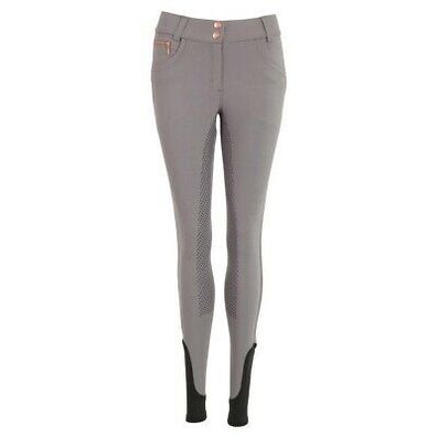 BR Damen Reithose ANDREA high waist old silver grau Silikon Vollbesatz