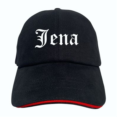 Jena Cappy - Altdeutsch bedruckt - Schirmmütze - Schwarz-Rotes Cap