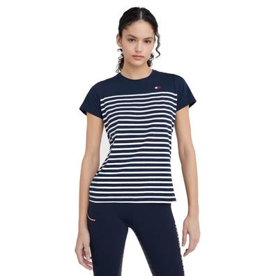 Tommy Hilfiger Equestrian Partial Ribbed T-Shirt Style kurzarm Damen Desert Sky FS/22