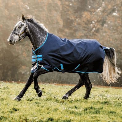 Horseware Amigo Bravo 12 50g Turnout Regendecke Navy/Turquoise