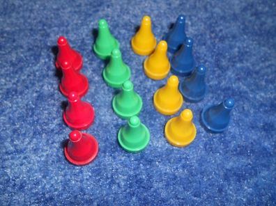 Spielsteine / Kegel / Hütchen aus Plaste in 4 Farben je 4 Steine