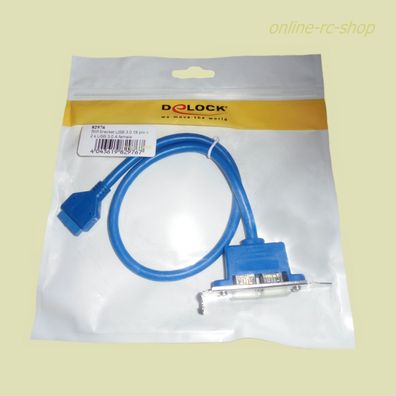 Delock® Slotblech 19Pin USB 3 Pfostenbuchse intern-2x USB 3.0 Typ-A Buchse 82976