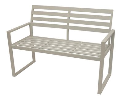 Gartenbank 2-Sitzer 122x59 cm mit Armlehnen Aluminium Weiß