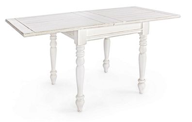 Esstisch Colette 80/160x80x76cm Ausziehbar aus Mango-Holz weiß Antik-Optik