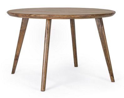 Esstisch Sylvester Ø120 x 76 cm Rund Tischplatte und Beine aus Mango-Holz Braun