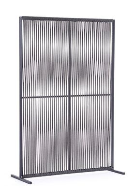 Sichtschutz Paravent Paxson 120x30x180 Aluminiumgestell Olefin-Geflecht schwarz