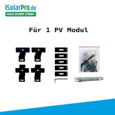 ZaunPV Montagepaket für 1 x PV-Modul Stahl Schwarz