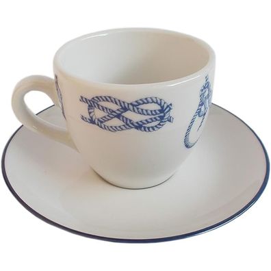 Maritimes Espresso-Set - Unterteller und Espresso-Tasse mit Knoten-Dekor
