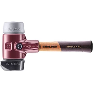 HALDER Simplex Schonhammer Ø 60 mm Gummi schwarz / TPE-mid grau mit Standfuß kurze