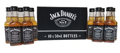 10 PET Flaschen 0,05 l Jack Daniels Old No.7 Tennessee Whiskey Mini 5cl Miniatur 40