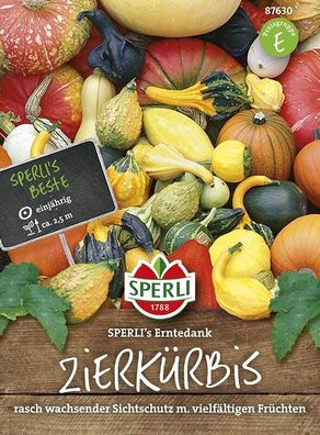 Zierkürbis SPERLI´s Erntedank, Mischung aus groß- und kleinfallenden Früchten