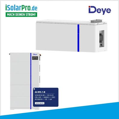 5,1 kWh DEYE Solarstrombatterie AI-W5.1-B Erweiterungsmodul LiFePO4 Niedervoltbatter