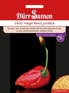 Dürr Paprika Pepperoni Chilisamen Naga Bhut Jolokia, sehr scharf