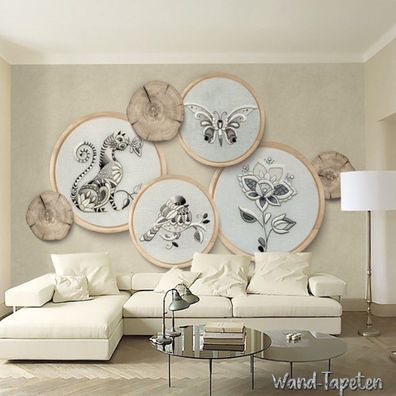Vlies Fototapete Wandtapete Wandbilder 3D Stickerei Holzmaserung 3162
