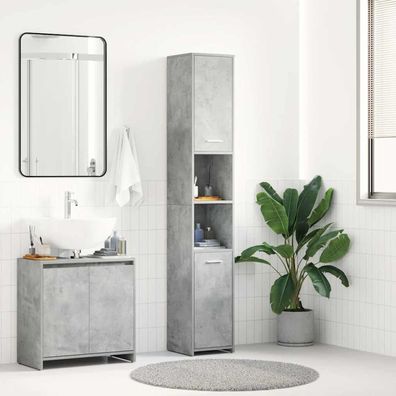 vidaXL Badezimmerschrank Betongrau 30x30x183,5 cm Holzwerkstoff