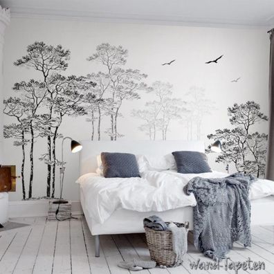 Vlies Fototapete Wandtapete Wandbilder Stil mit Abstraktem Baum und Vogel 3165