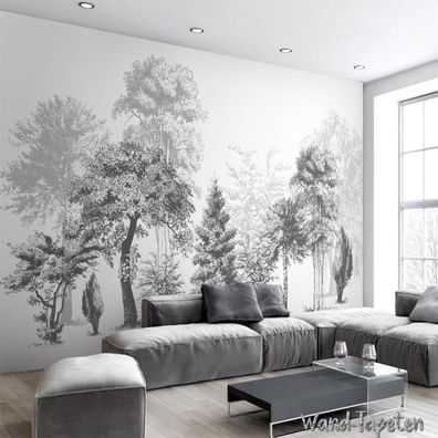 Vlies Fototapete Wandtapete Wandbilder 3D Skizzenstil mit Abstraktem Wald 3173
