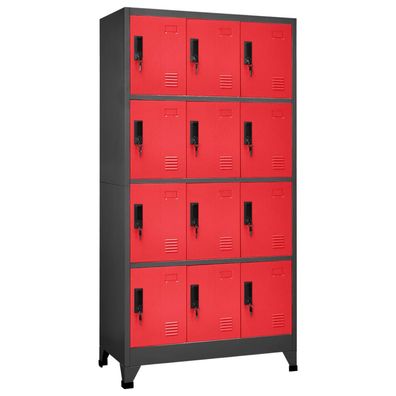 vidaXL Schließfachschrank Anthrazit und Rot 90x45x180 cm Stahl