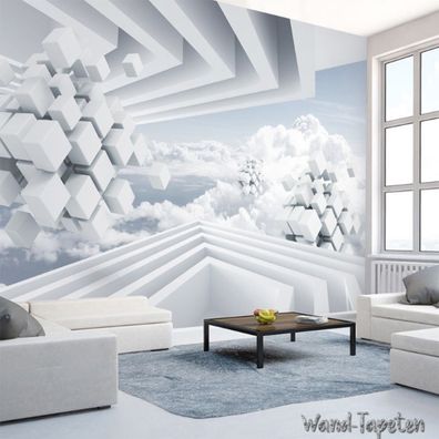 Vlies Fototapete Wandtapete Wandbilder Raum Blauer Himmel und weiße Wolken 3176