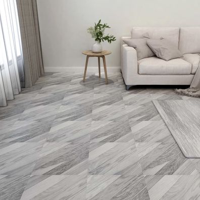 vidaXL PVC-Fliesen Selbstklebend 55 Stk. 5,11 m² Grau Gestreift