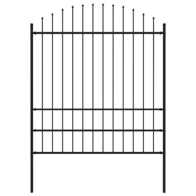 vidaXL Gartenzaun mit Speerspitzen Stahl (1,75 - 2) x 1,7 m Schwarz