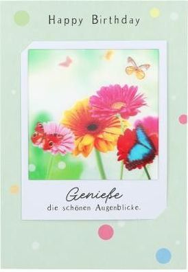 3D Polaroid Klappkarte - Happy Birthday - Genieße die schönen Augenblicke!
