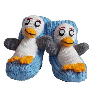 Warme Stricksocken für Kinder mit Pinguin, rutschfest | Gr. S