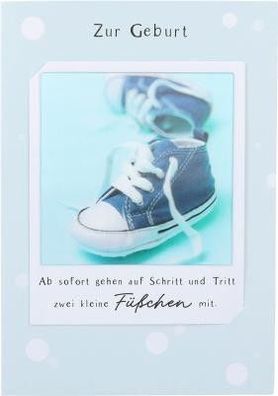 3D Polaroid Klappkarte - Zur Geburt eines Jungen - Ab sofort gehen auf Schritt