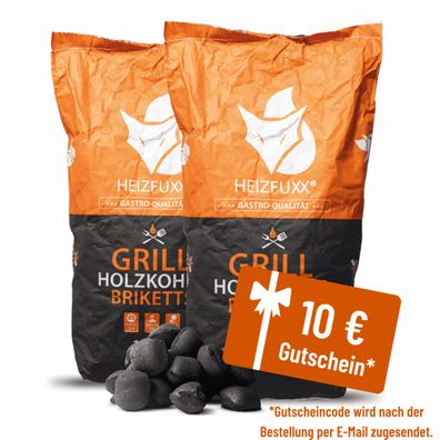 Heizfuxx Grillholzkohlebriketts 10kg x 2 Sack 20kg