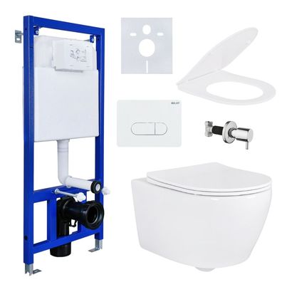 Hänge Wand Dusch WC Taharet/Bidet Funktion + Komplette SET Toilette Spülrandlos
