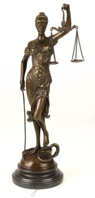 Bronzefigur Bronzeskulptur Bronze Justitia auf Marmorsockel H 40 cm Göttin der Gerech