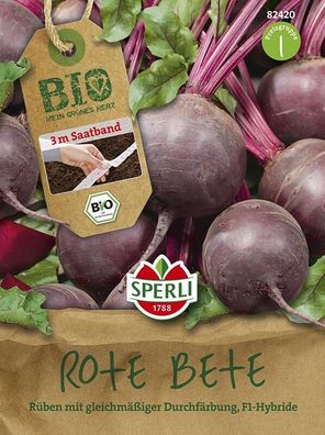 Sperli BIO Rote Beete Rote Kugel 3m Saatband, mild-süßlich & aromatisch