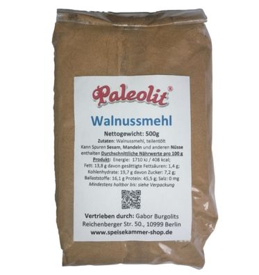 500g Walnussmehl Proteinmehl teilentölt glutenfrei paleo vegan Nussmehl