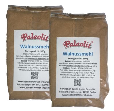 2 x 500g Walnussmehl Proteinmehl teilentölt glutenfrei paleo vegan Nussmehl