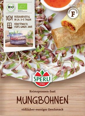 Sperli BIO Keimsprossen-Saat Mungbohnen, Inhalt: 30 gr., leicht süßlich bis