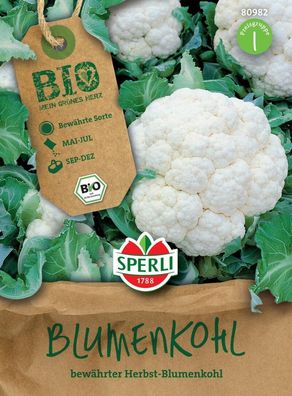 Sperli BIO Blumenkohl, bildet dichte geschlossene Köpfe mit sehr gutem Aroma