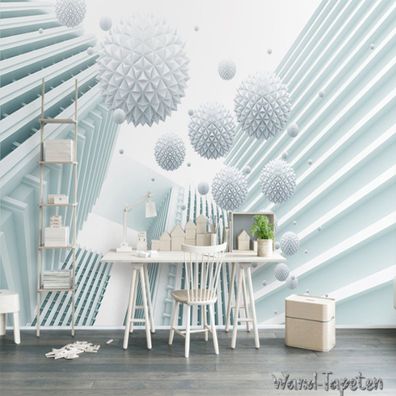 Vlies Fototapete Wandtapete Wandbilder Abstrakte Architektur 3D Raum Kugel 3185