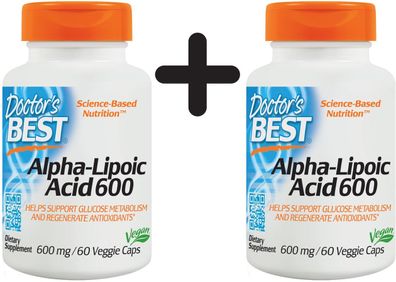 2 x Doctors Best Best Alpha Lipoic Acid, 600mg - 60 veggie caps