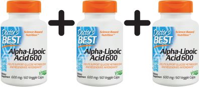 3 x Doctors Best Best Alpha Lipoic Acid, 600mg - 60 veggie caps