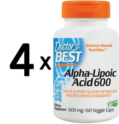 4 x Doctors Best Best Alpha Lipoic Acid, 600mg - 60 veggie caps