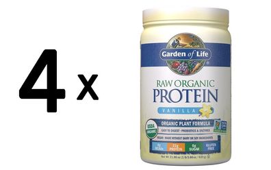 4 x Garden of Life RAW Organic Protein, Vanilla - 624g