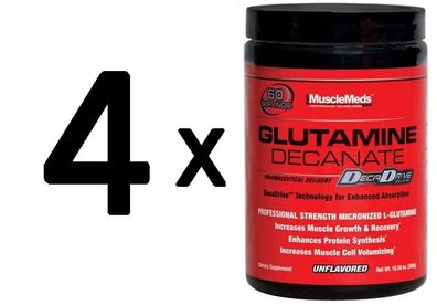 4 x MuscleMeds Glutamine Decanate, Unflavored - 300g